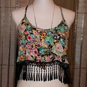 Ambiance Cropped Fringe Top NWT Size Small